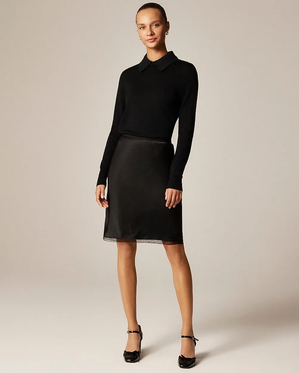 Gwen Knee-Length Slip Skirt in Viscose Charmeuse by J.Crew