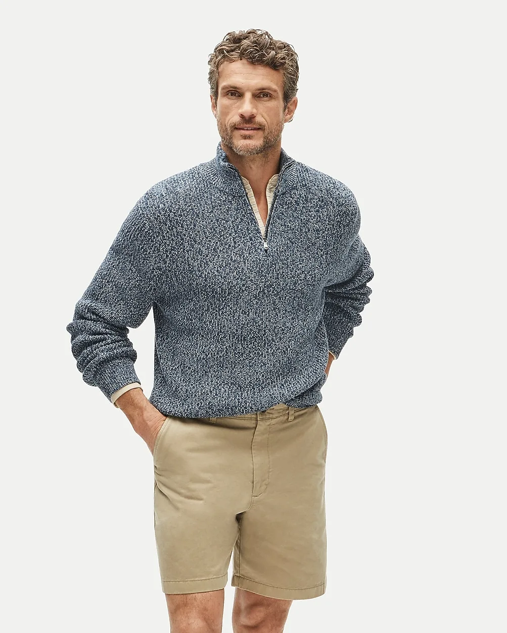 Quarter-Zip Sweater in Marled Cotton by J.Crew