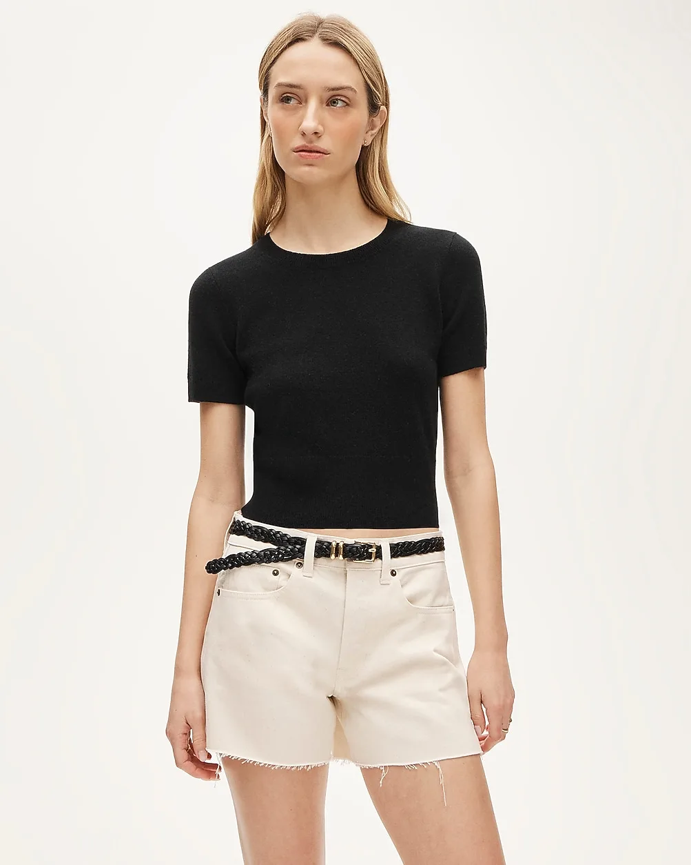 Mid-Rise A-Line Denim Short in Ecru by J.Crew