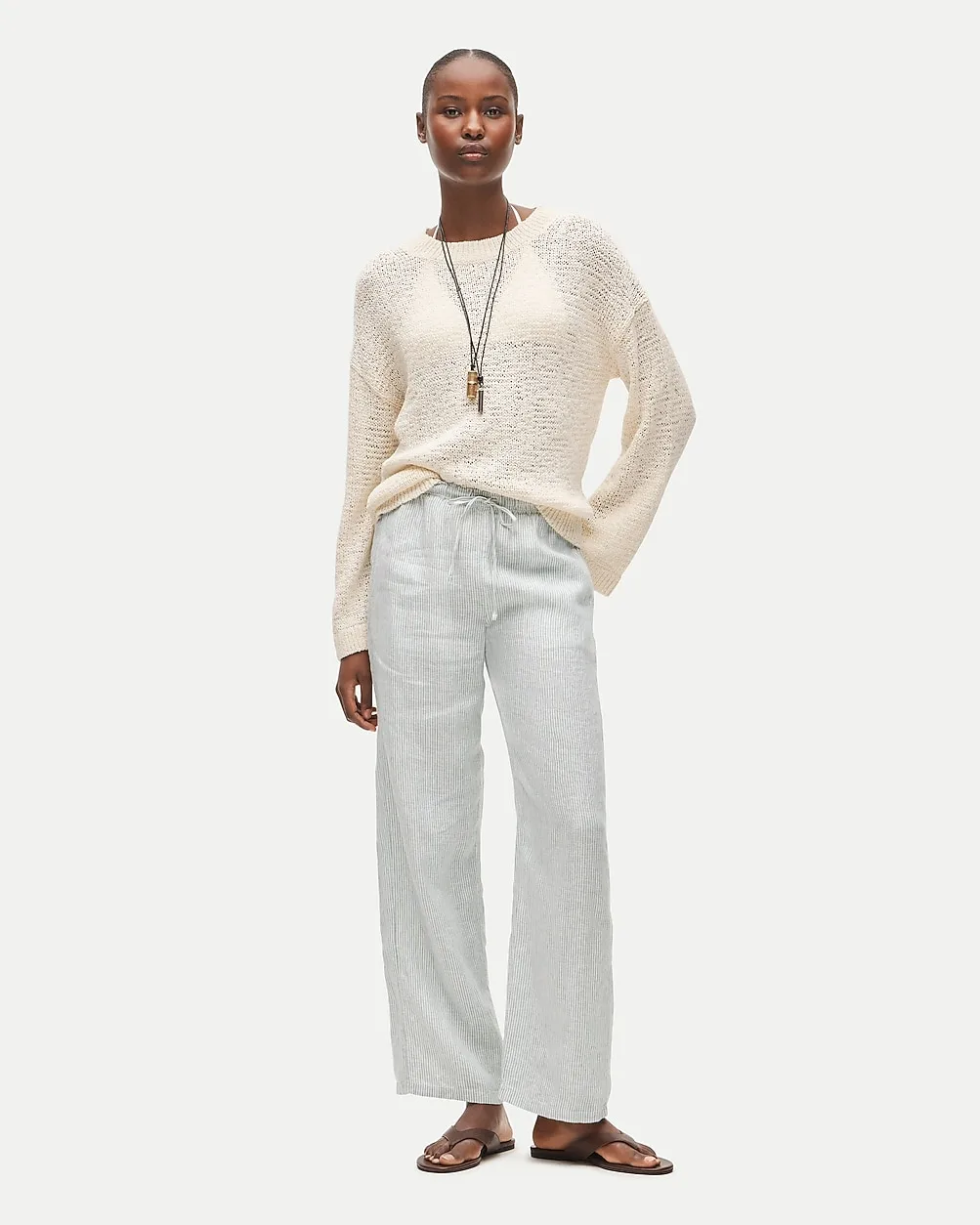 Soleil Pant in Striped Linen by J.Crew