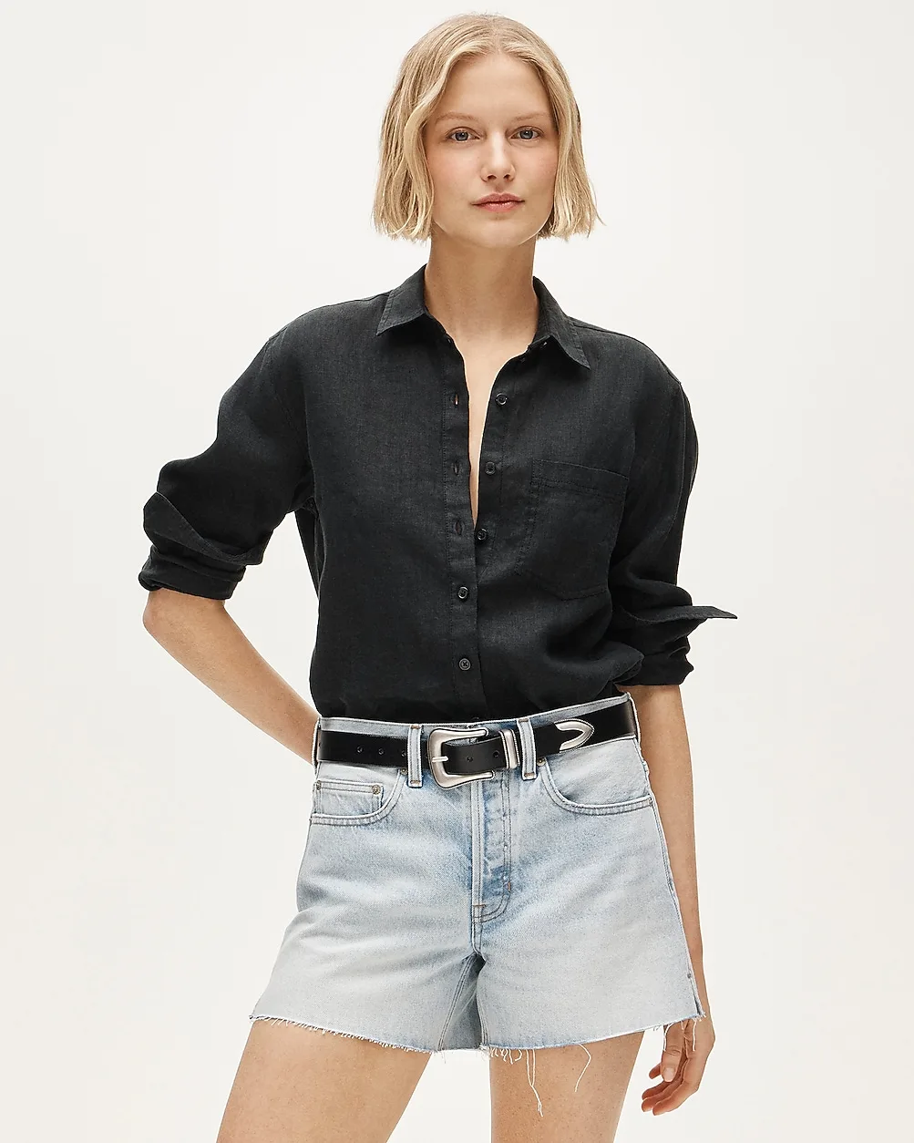 Mid-Rise A-Line Denim Short by J.Crew