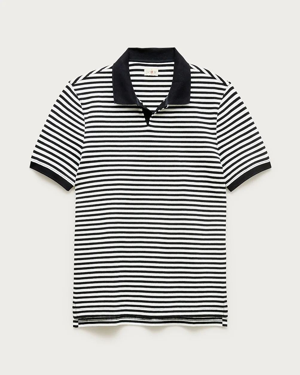 Piqué Johnny-Collar Polo Shirt in Stripe by J.Crew