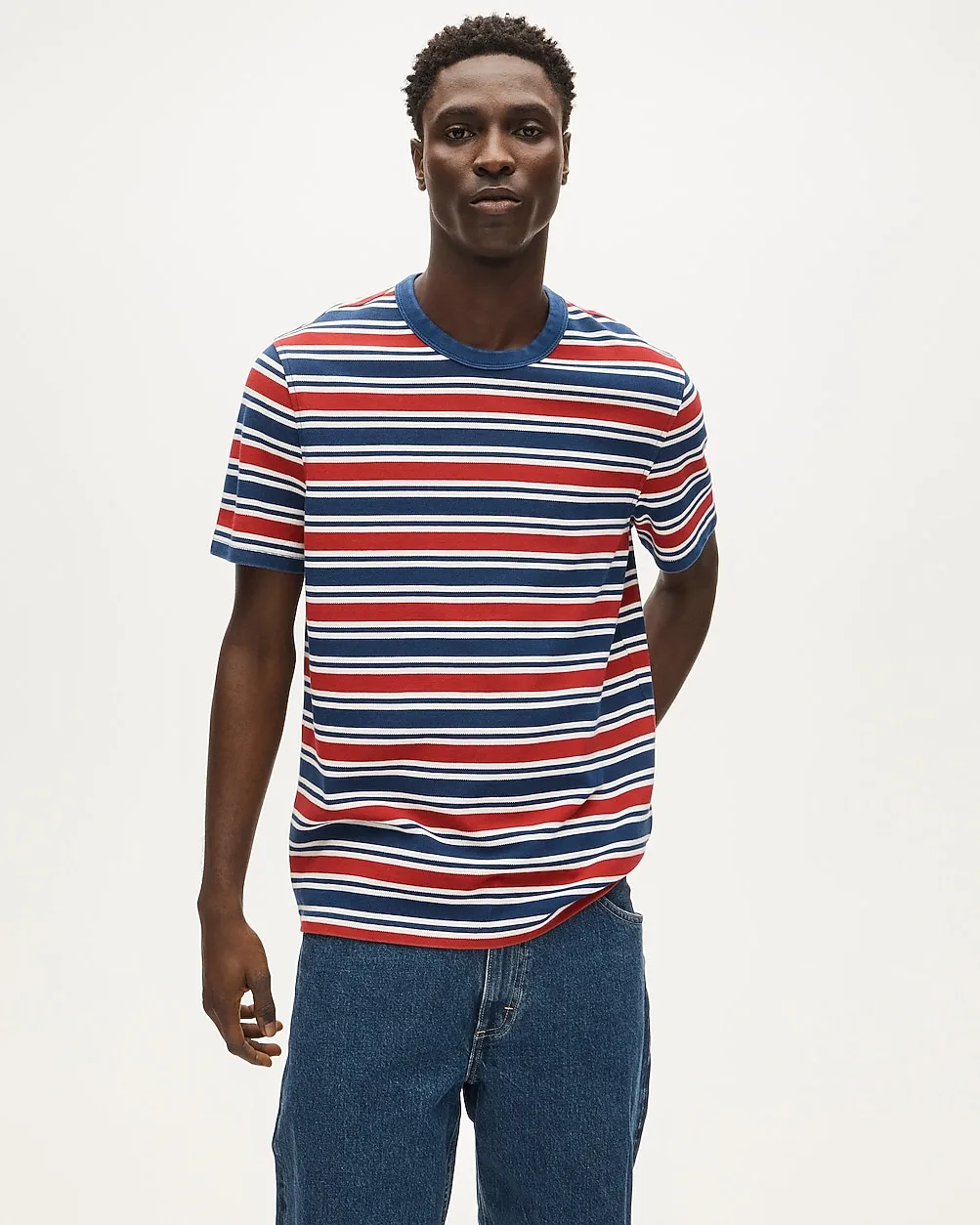Washed Piqué T-Shirt in Stripe