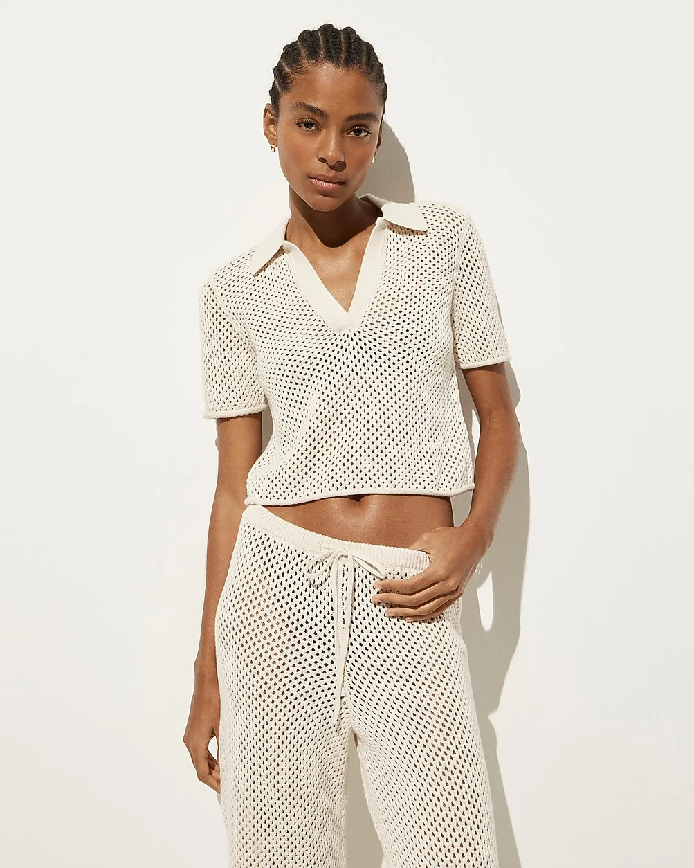 Crochet Beach Polo Shirt in Cotton by J.Crew