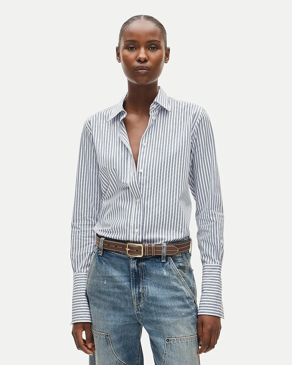 Tall Jules Classic-Fit Button-Up Shirt in Striped Greenwich Poplin by J.Crew