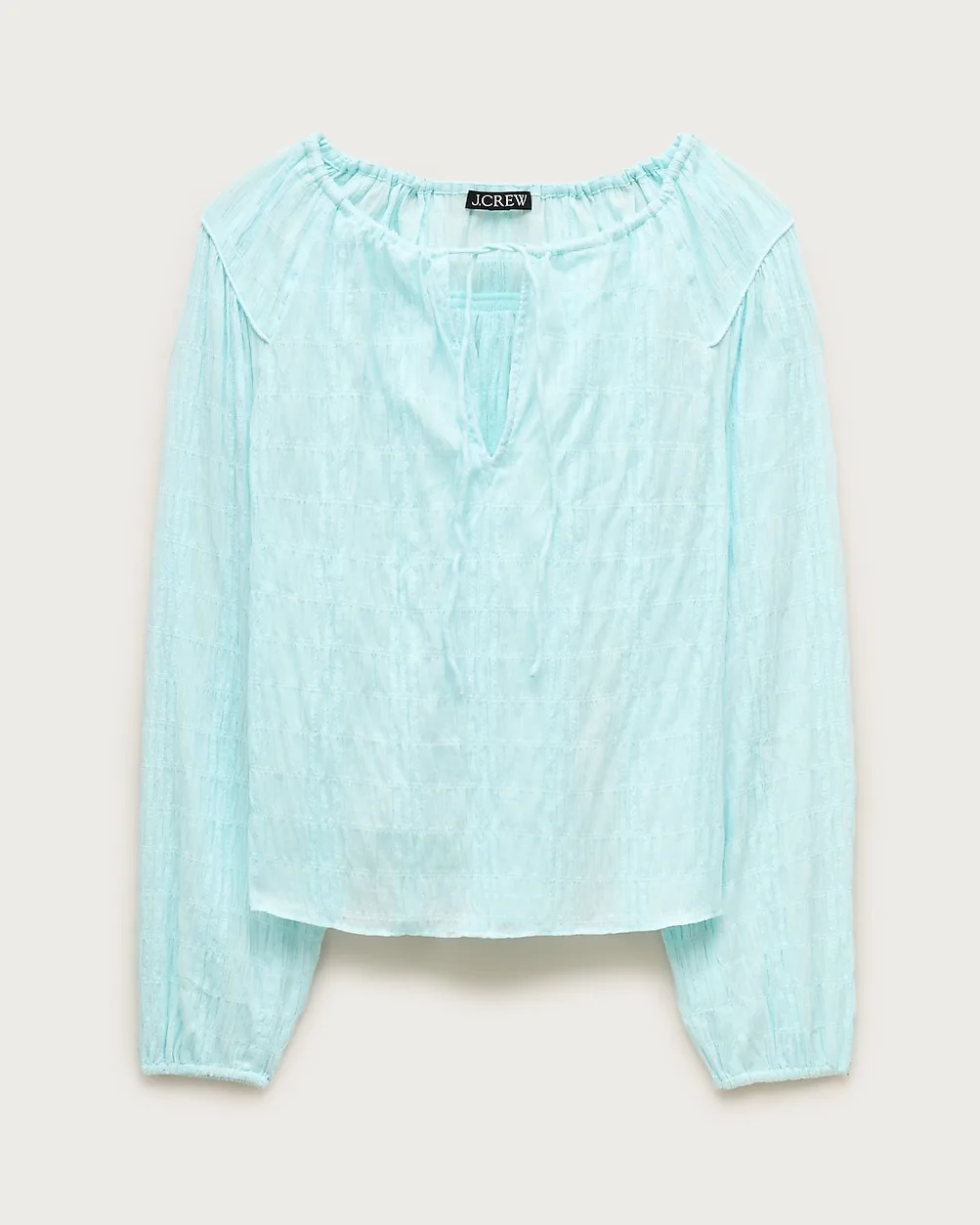Tie-Front Popover Top in Seersucker
