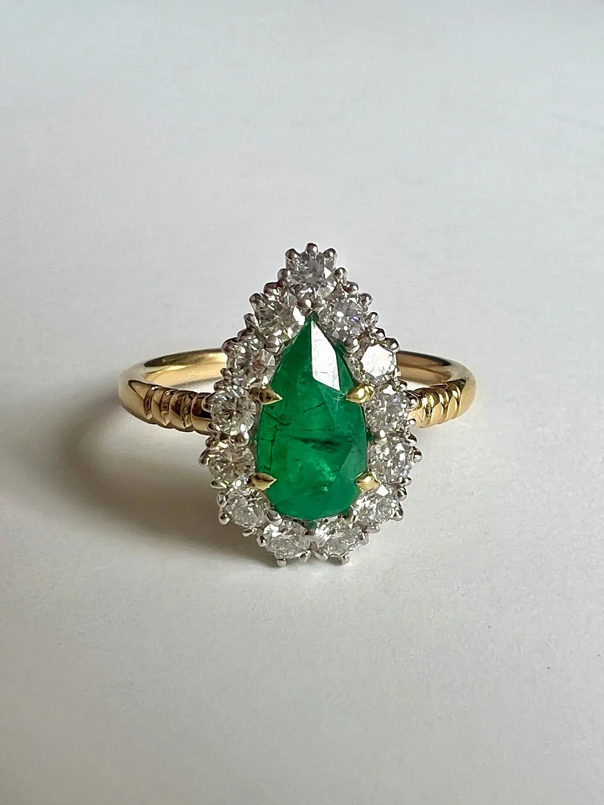 Pear-Cut Emerald Diamond Ring by 23carat