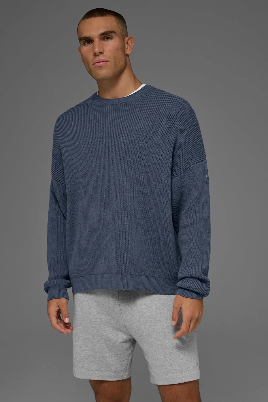 Domain Rib Knit Crewneck Sweater