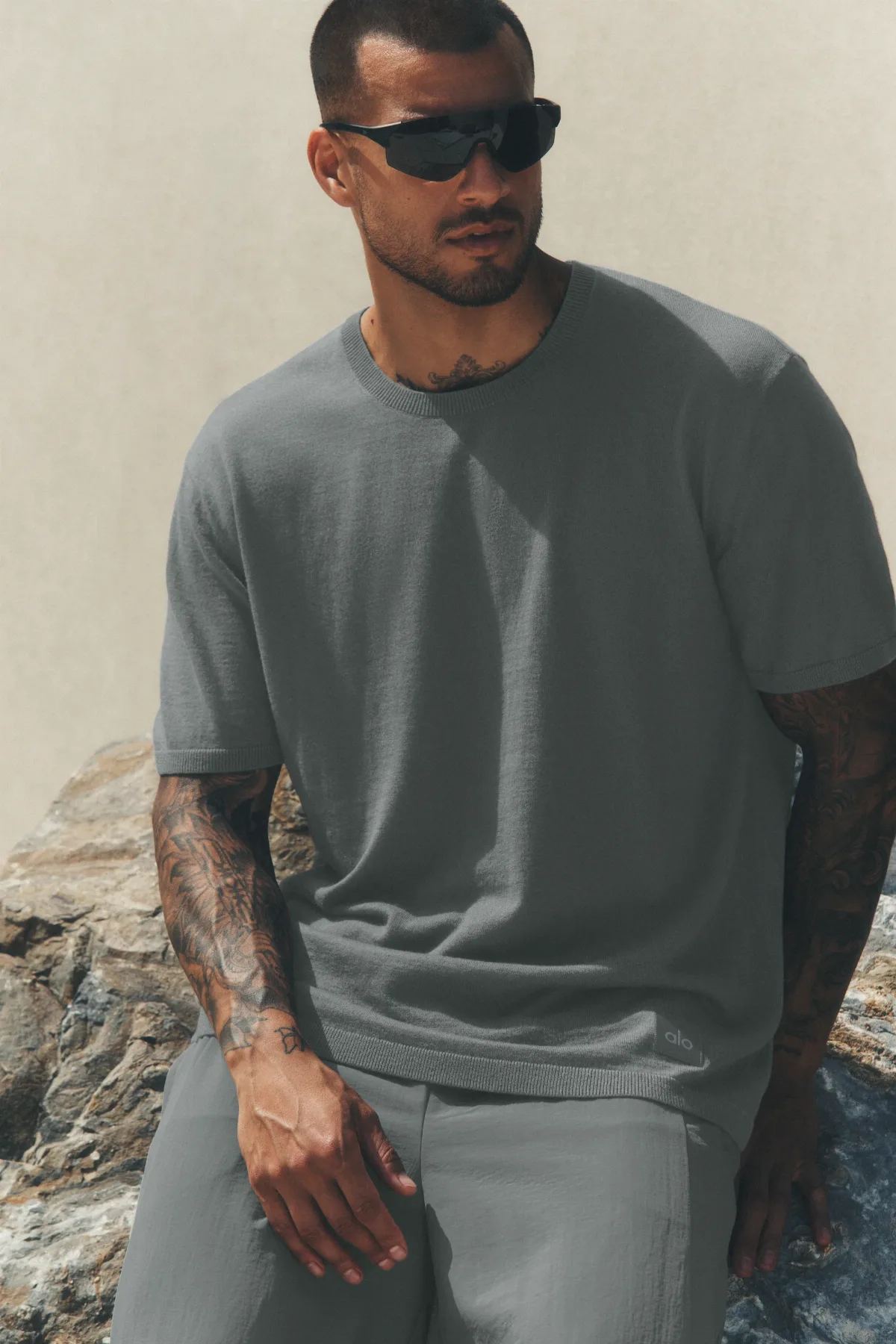 Cotton Cashmere Ever Soft Short Sleeve Crewneck Top by ALO