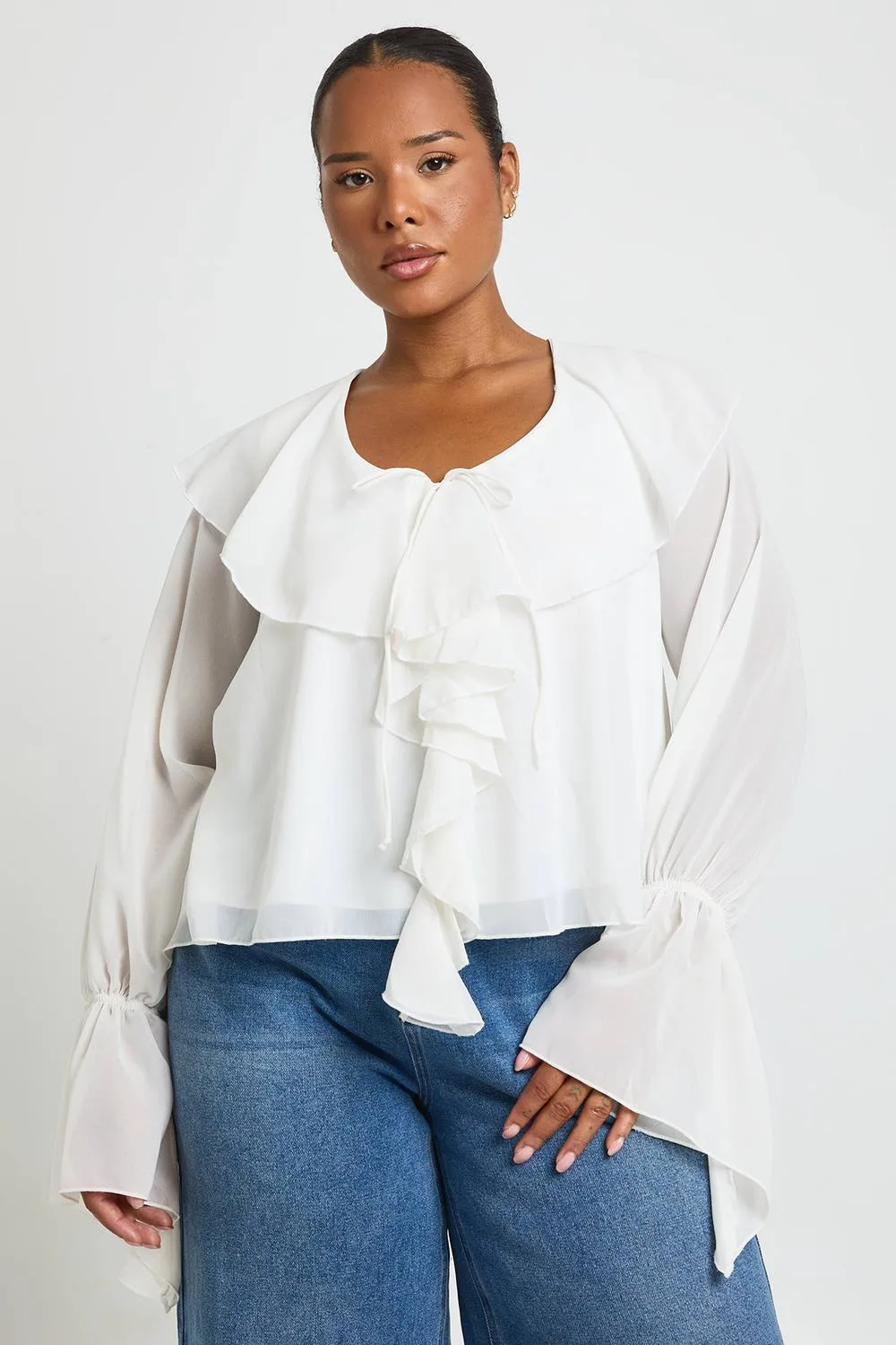 Chiffon Ruffle Blouse by boohoo
