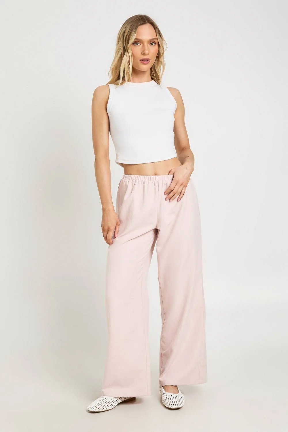 Drawstring Waist Wide Leg Trouser by boohoo