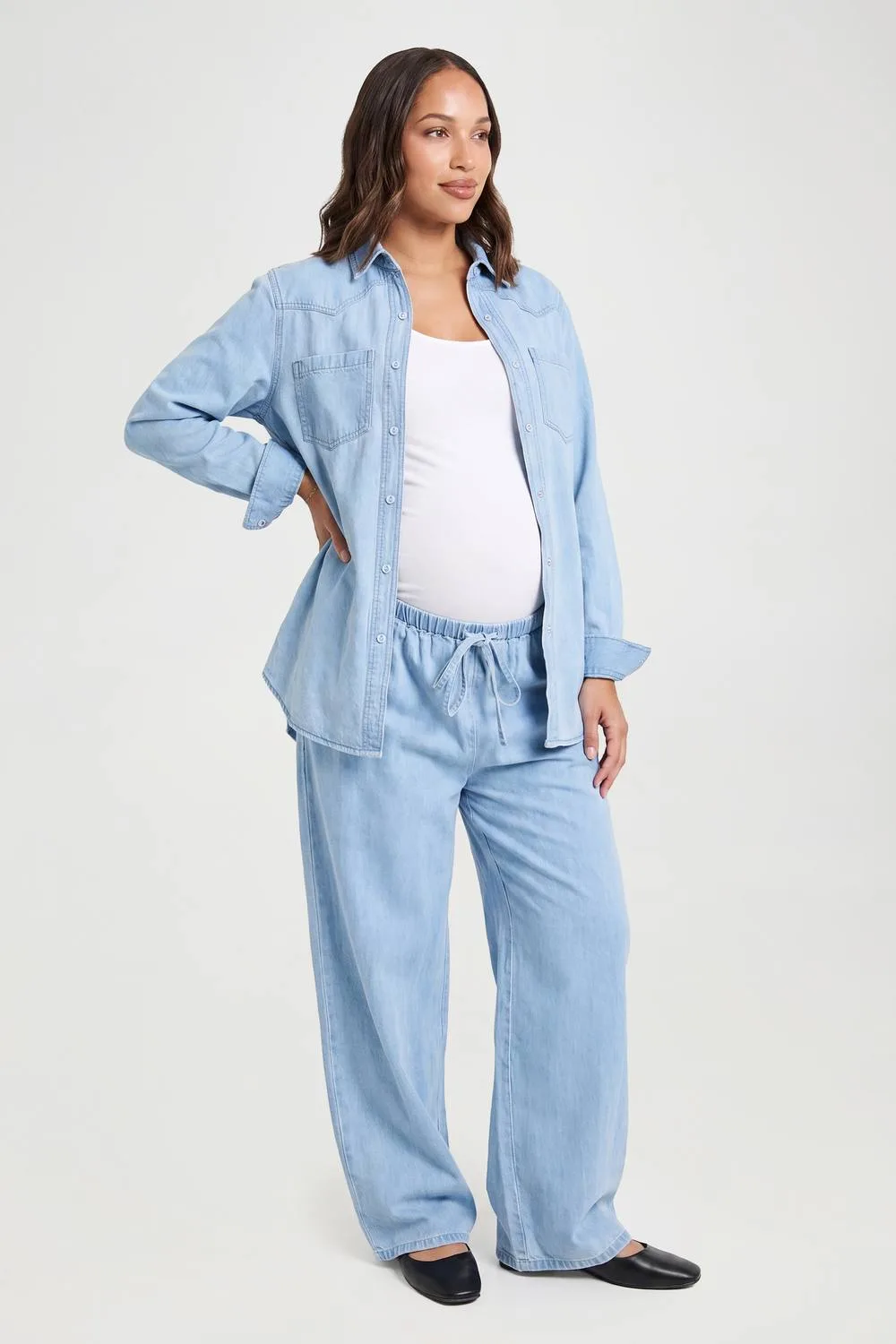 Maternity Denim Western Shirt by boohoo