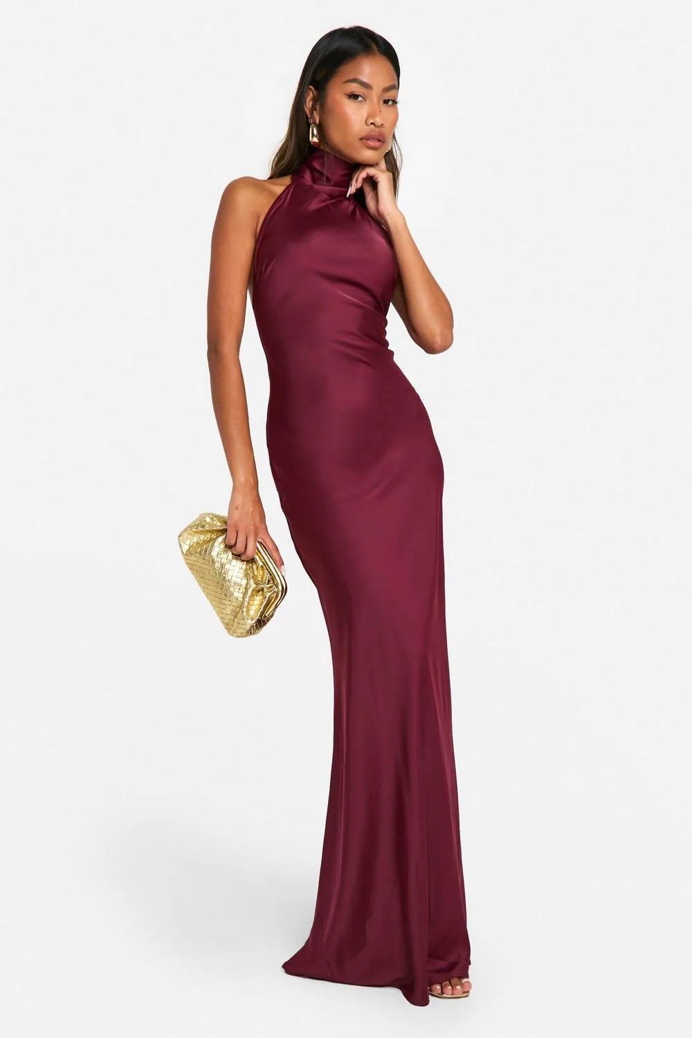 Satin Halterneck Maxi Dress
