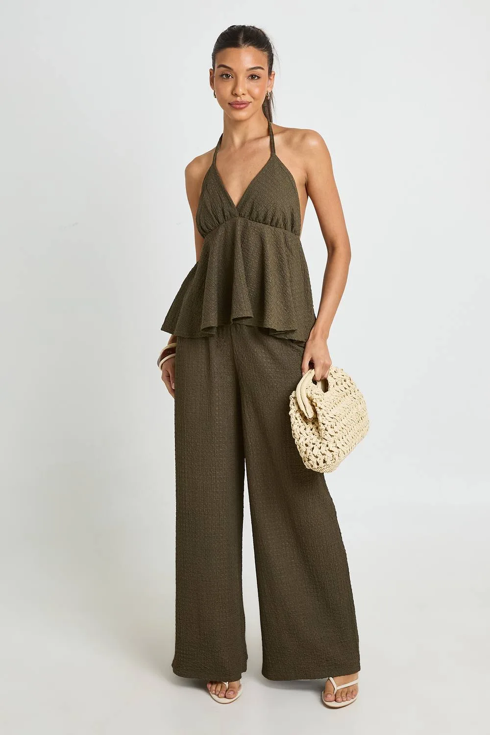 Textured a Line Cami & Trouser Co Ord by boohoo