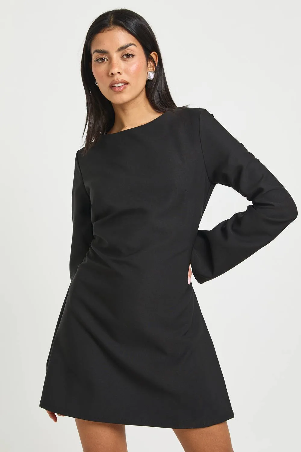 Flare Sleeve Tie Back Shift Dress