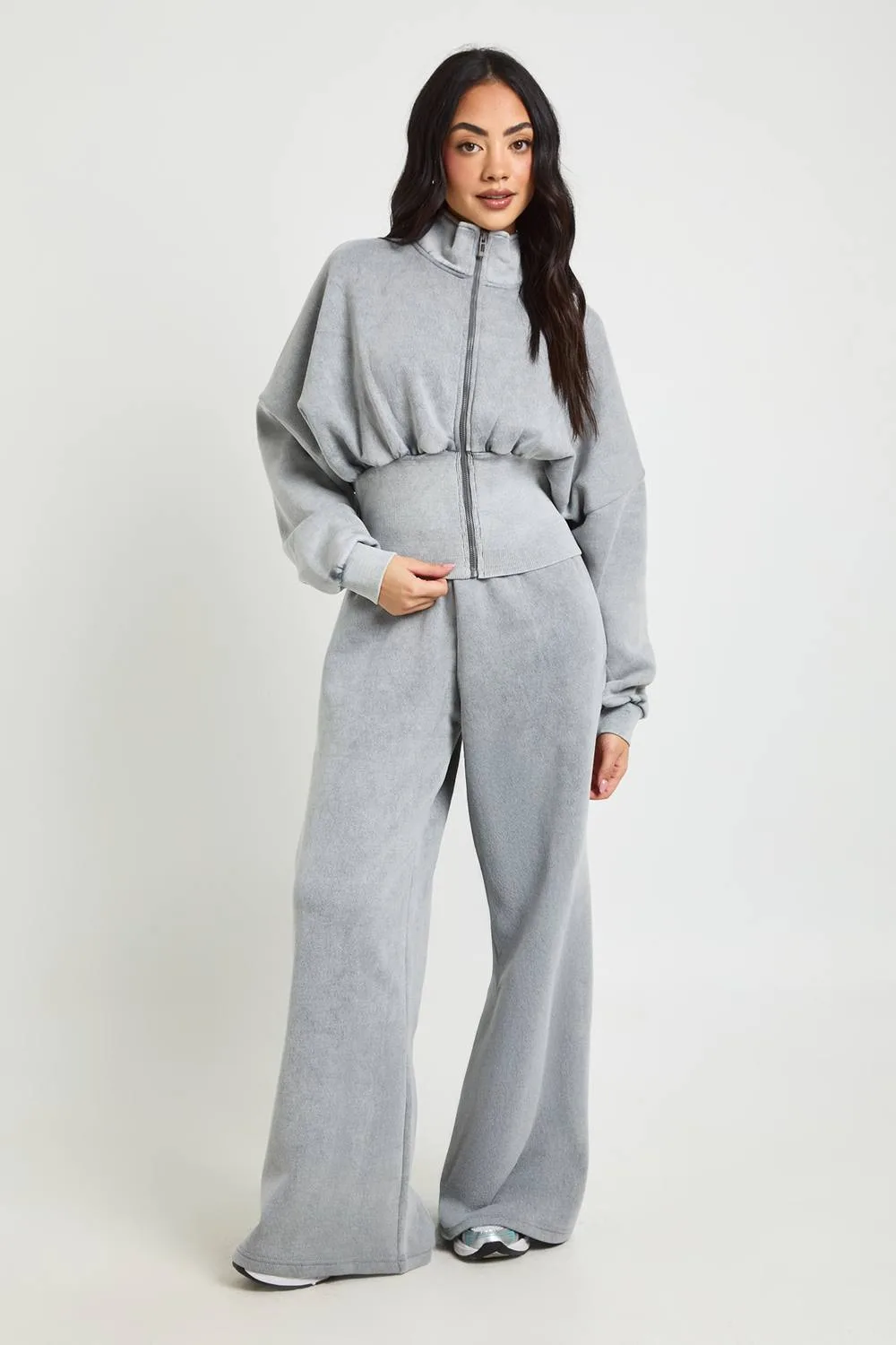 Deep Hem Funnel Neck Tracksuit by boohoo