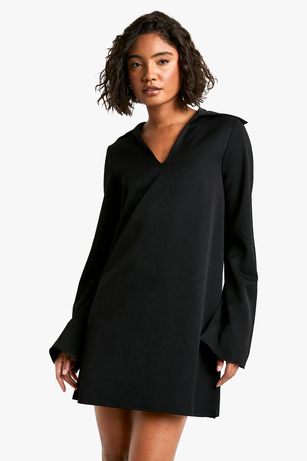Collar Detail Woven Tailored Shift Dress by boohoo
