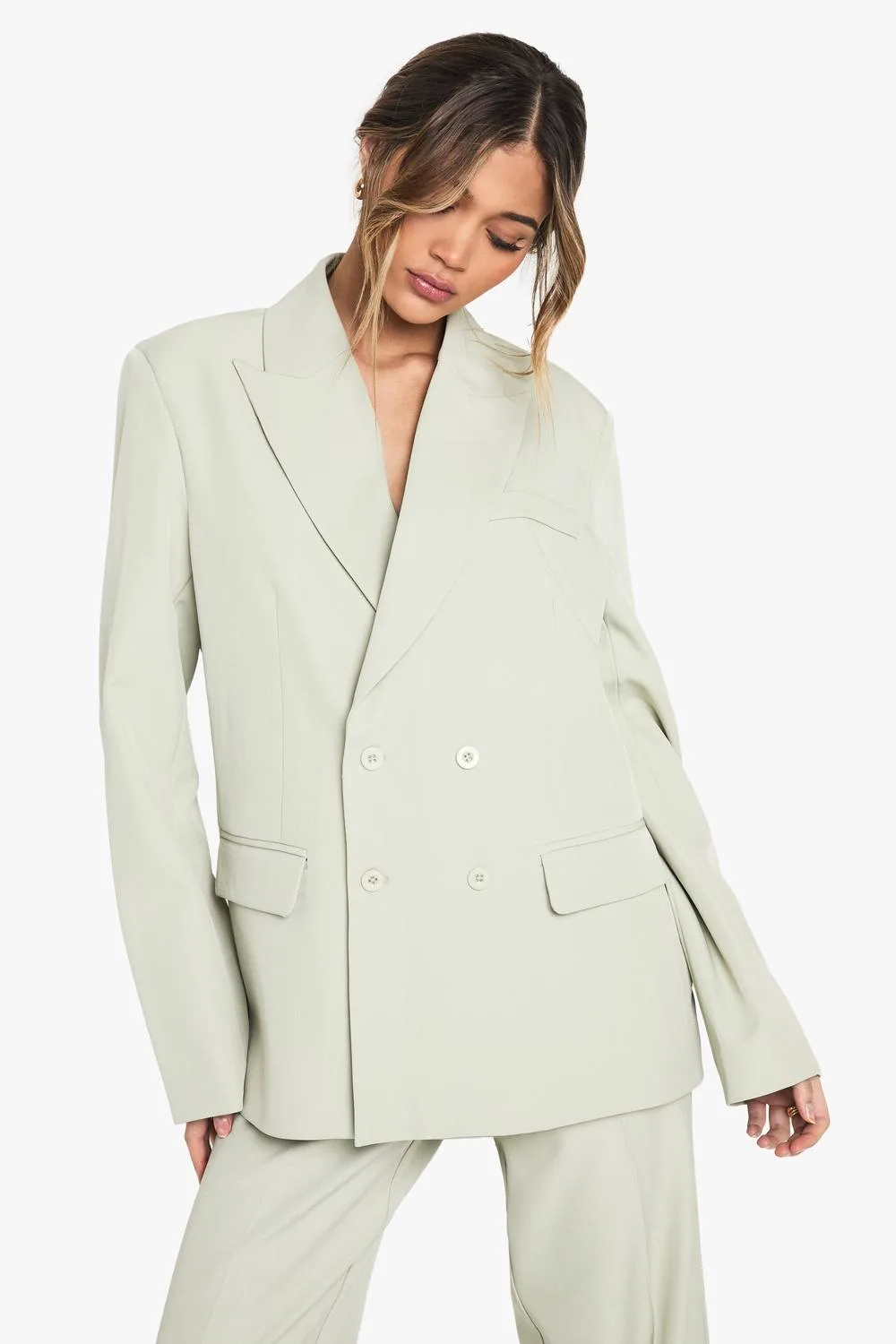 Woven Tailored Double Breast Blazer by boohoo