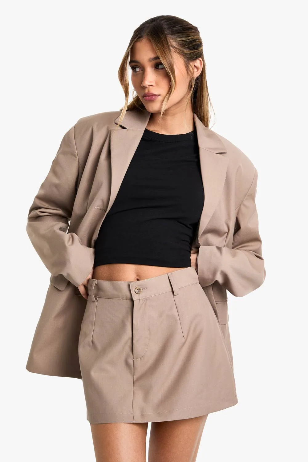 Woven Tailored Mini Skirt by boohoo