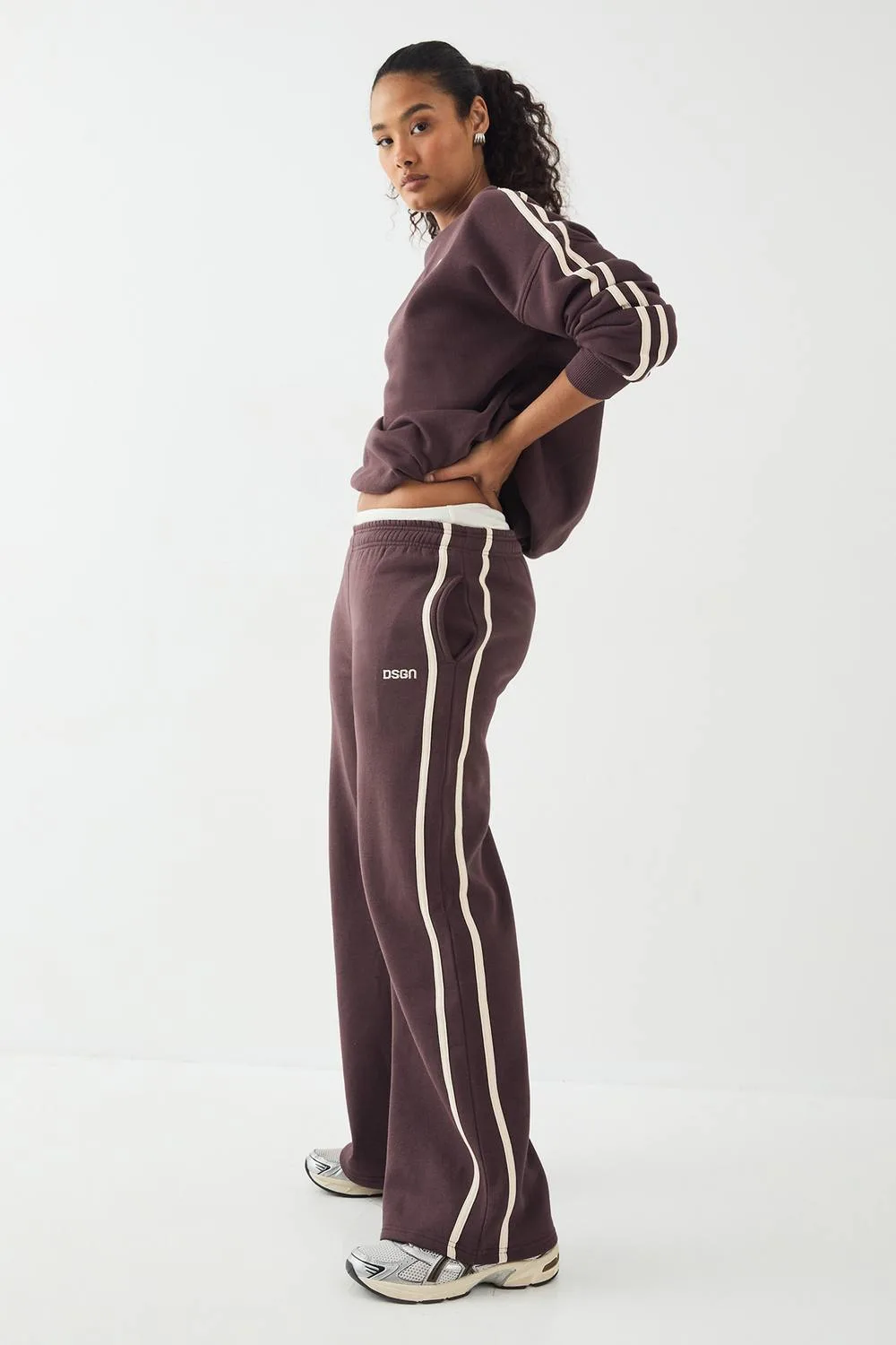 Side Stripe Straight Leg Jogger Pants by DSGN Studio