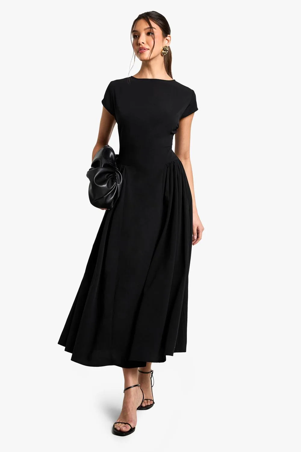 Textured Volume Skirt Midaxi Dress - Polyurethane