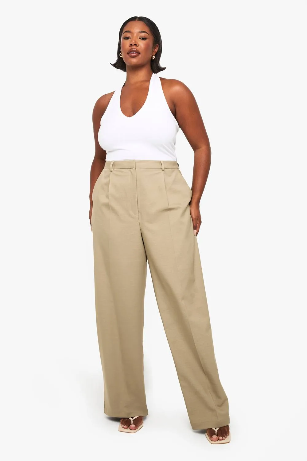 Tailored Seam Detail Straight Leg Trouser - Stone by boohoo