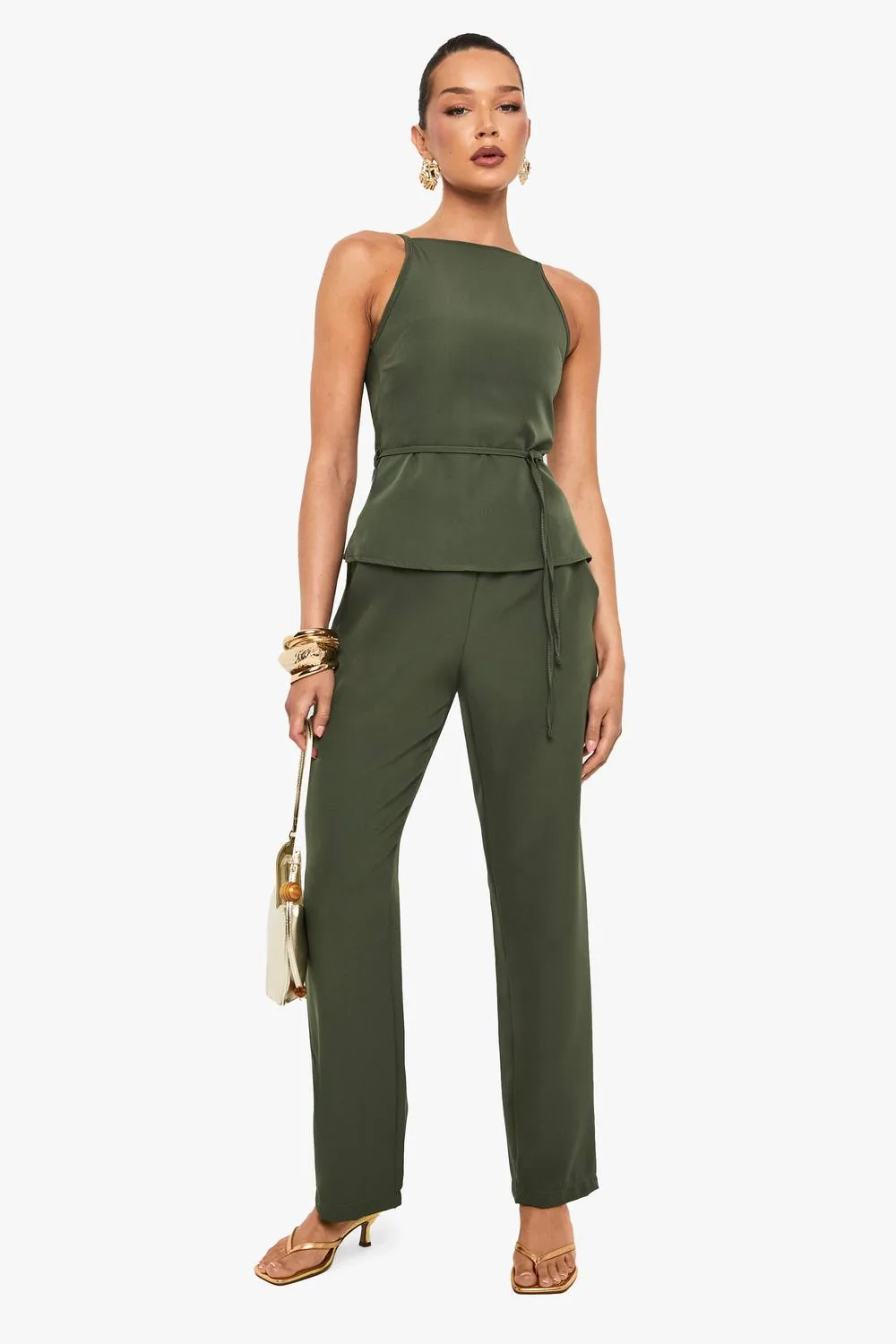 Elasticated Waist Band Woven Trousers by boohoo