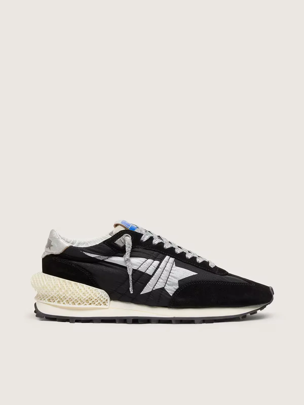 Marathon with Black Ripstop Nylon Upper and Silver Star by Golden Goose