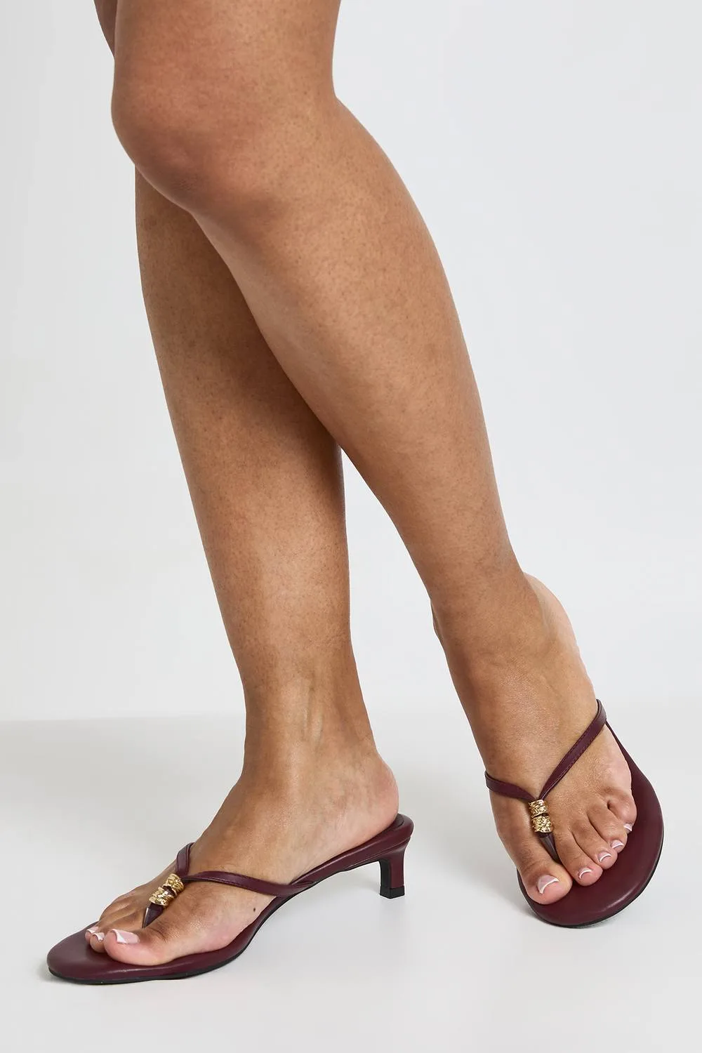 Trim Detail Toe Post Heeled Mules by boohoo
