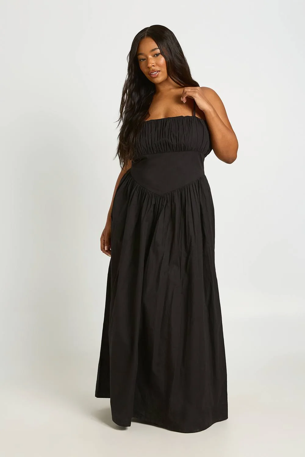 Cinched Waist Panel Strappy Maxi Dress by boohoo