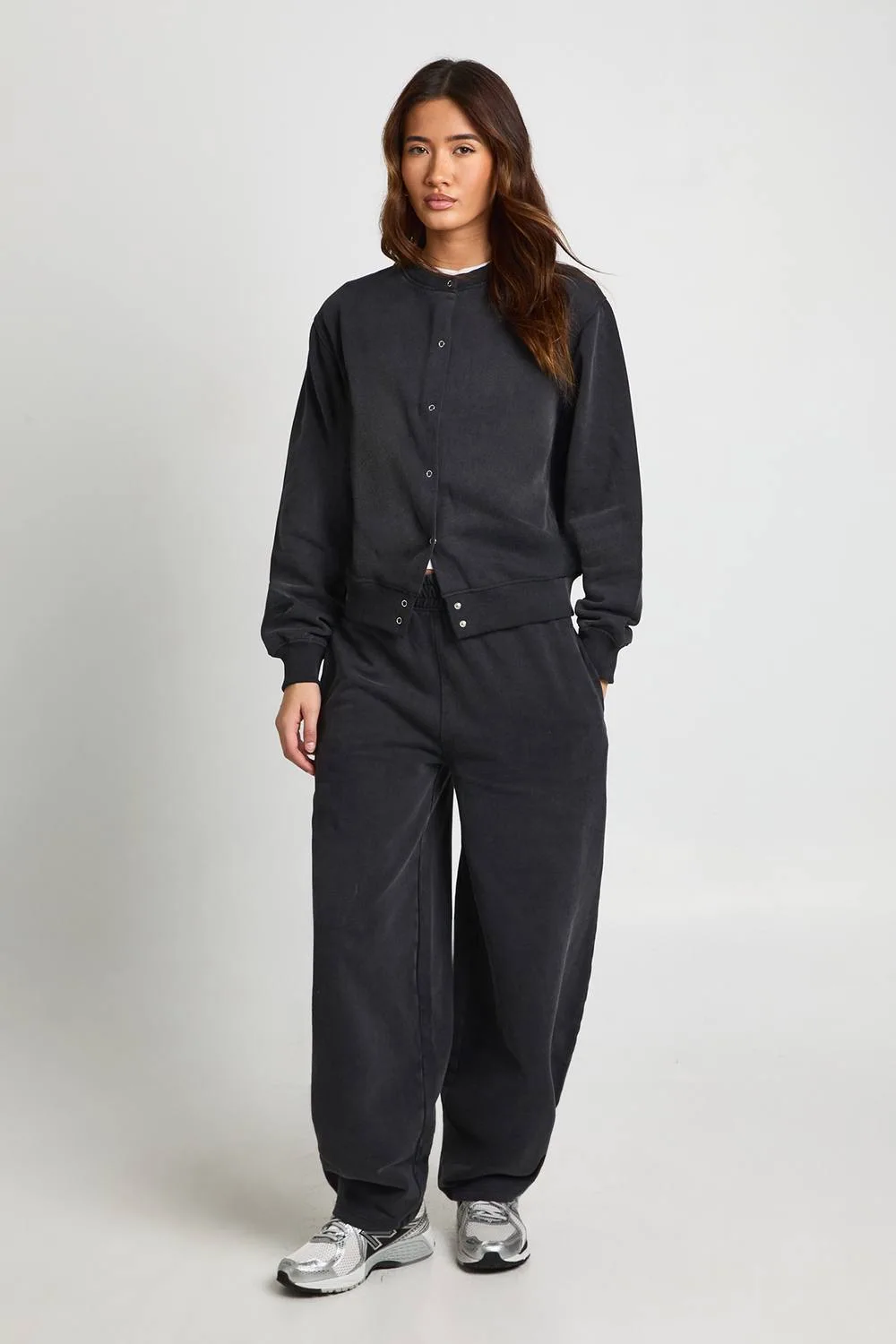 Washed Popper Bomber Sweatshirt Barrell Leg Tracksuit