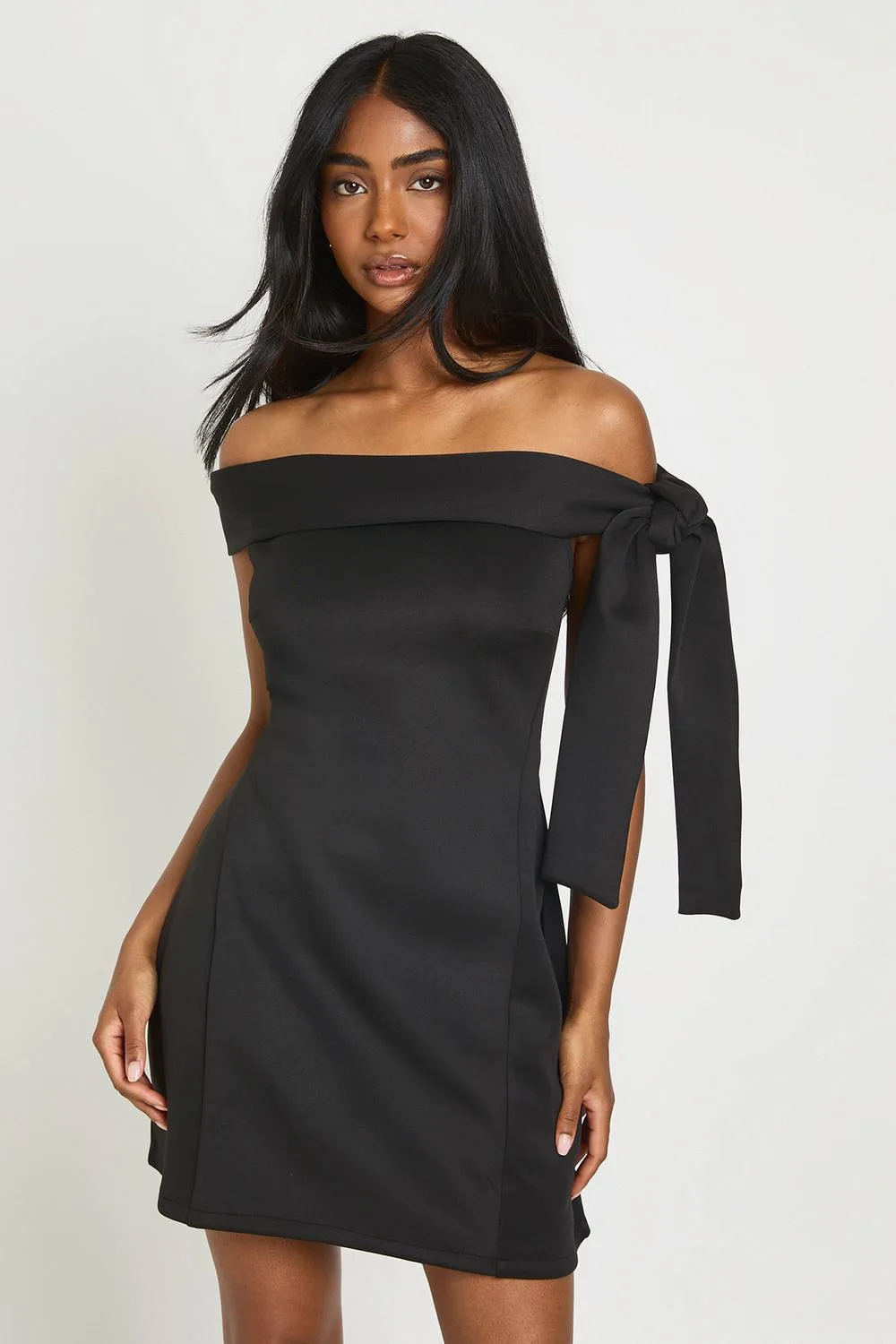 Bardot Tie Shoulder Detail Skater Dress by boohoo