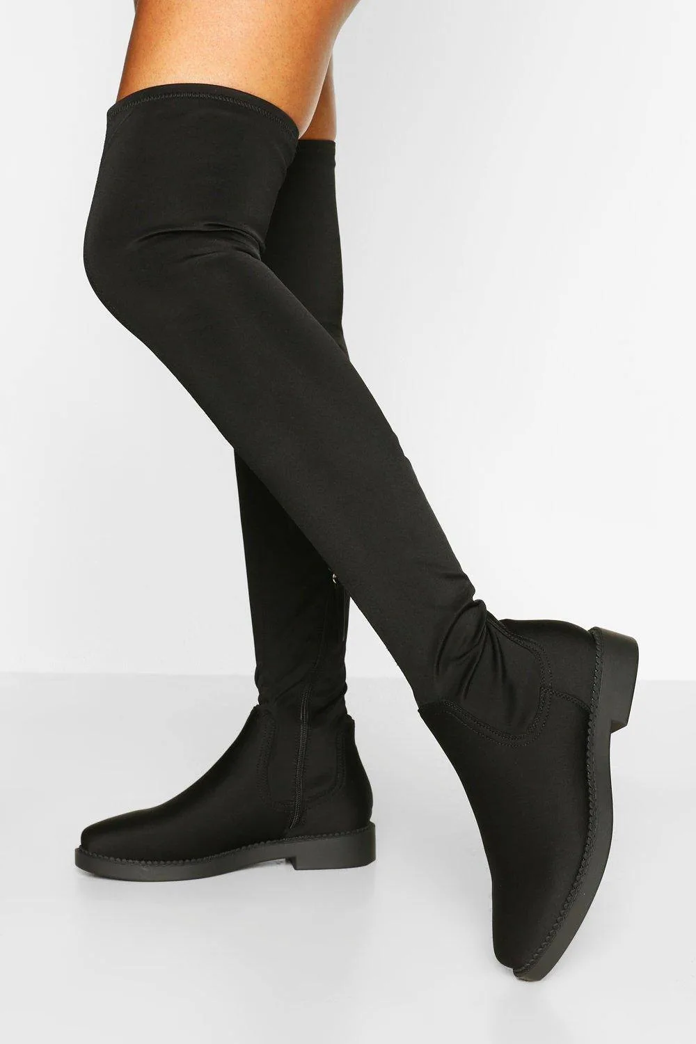 Flat Stretch Over the Knee Boots by boohoo