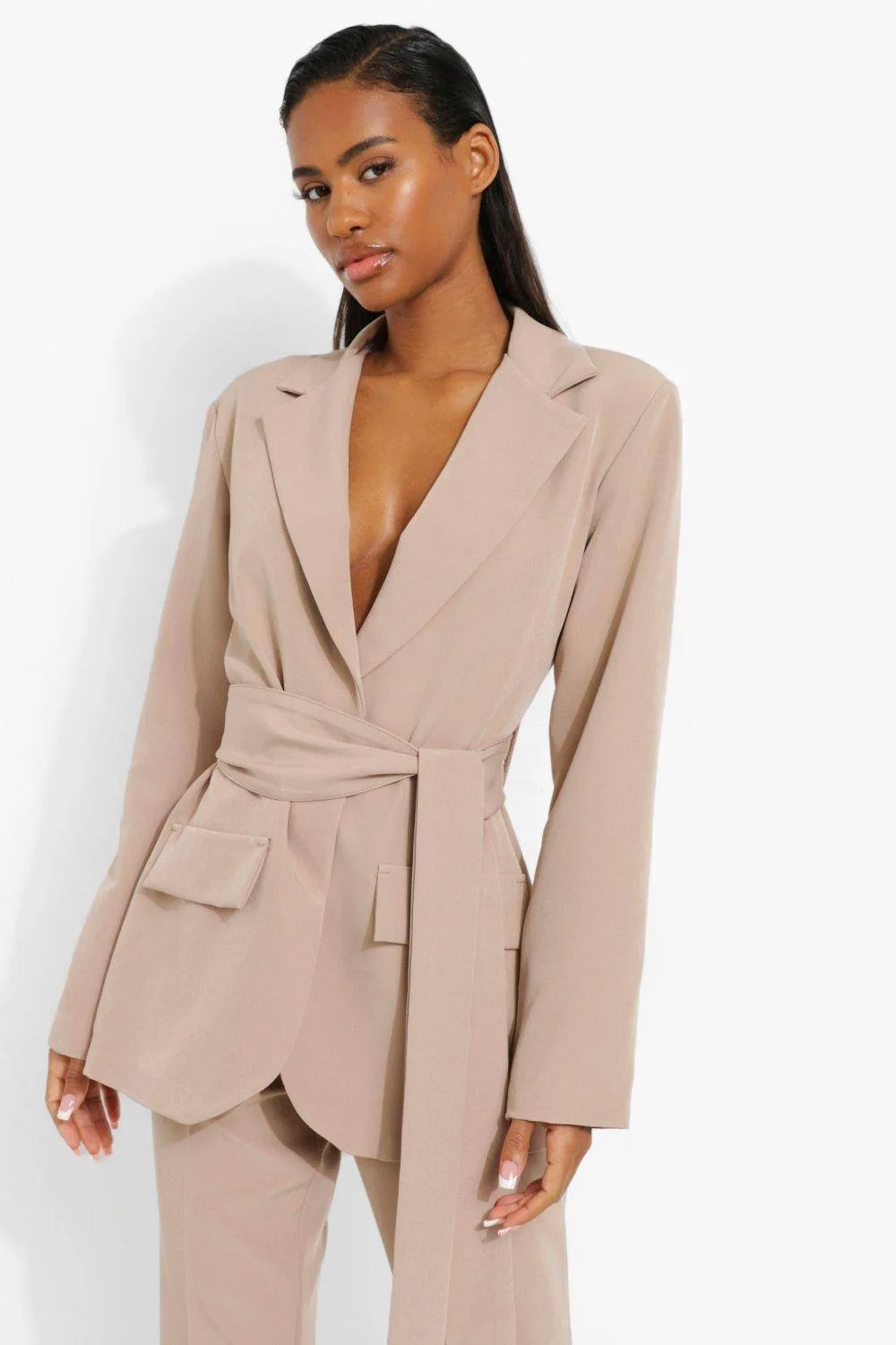 Obi Tie Waist Tailored Blazer by boohoo