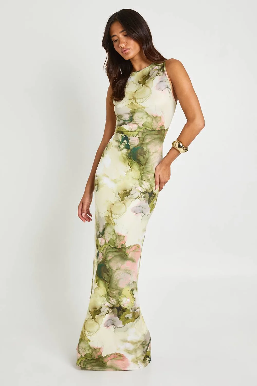 Marble Print Abstract Super Soft Maxi Dress by boohoo