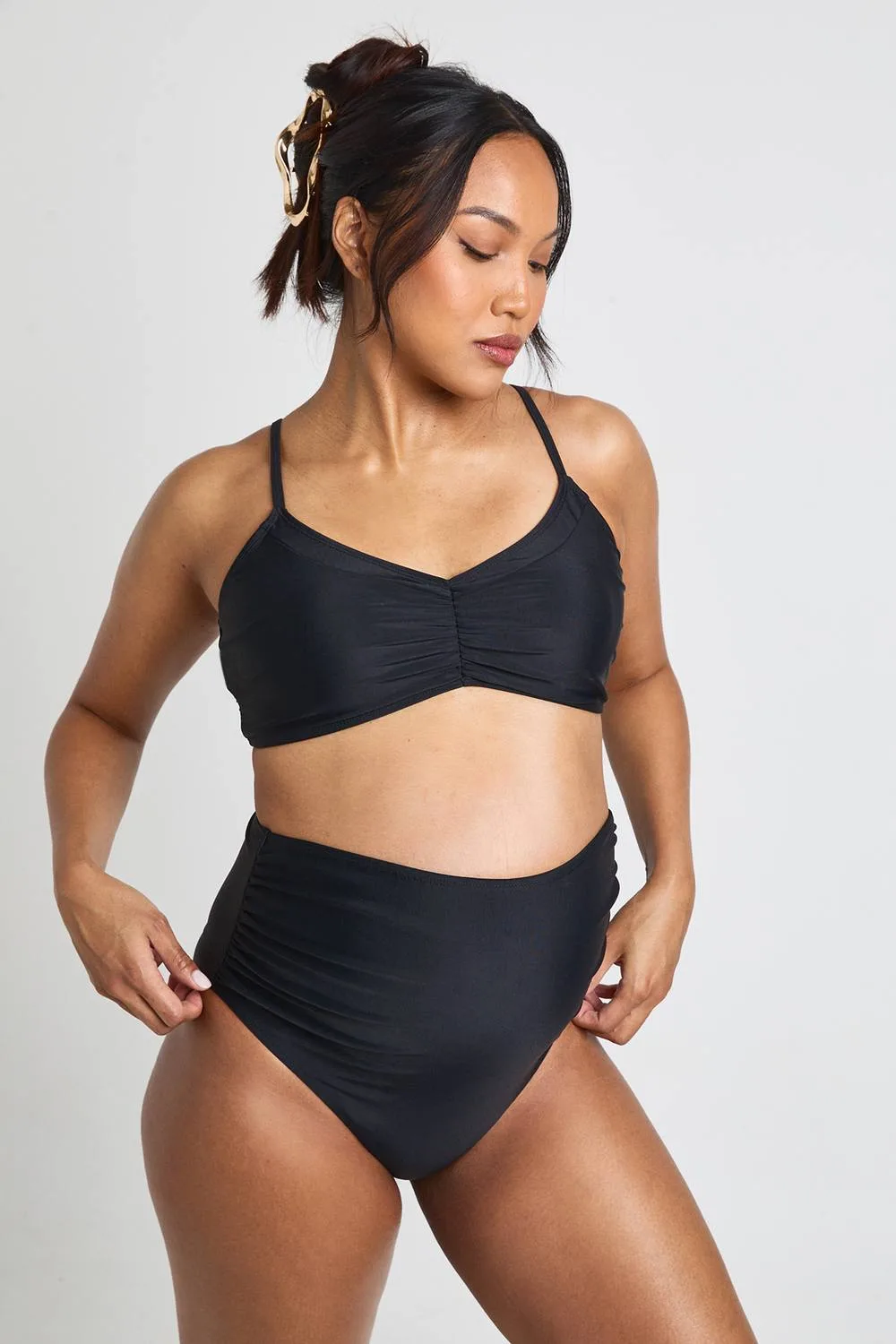 Maternity High Waist Ruched Bikini Brief