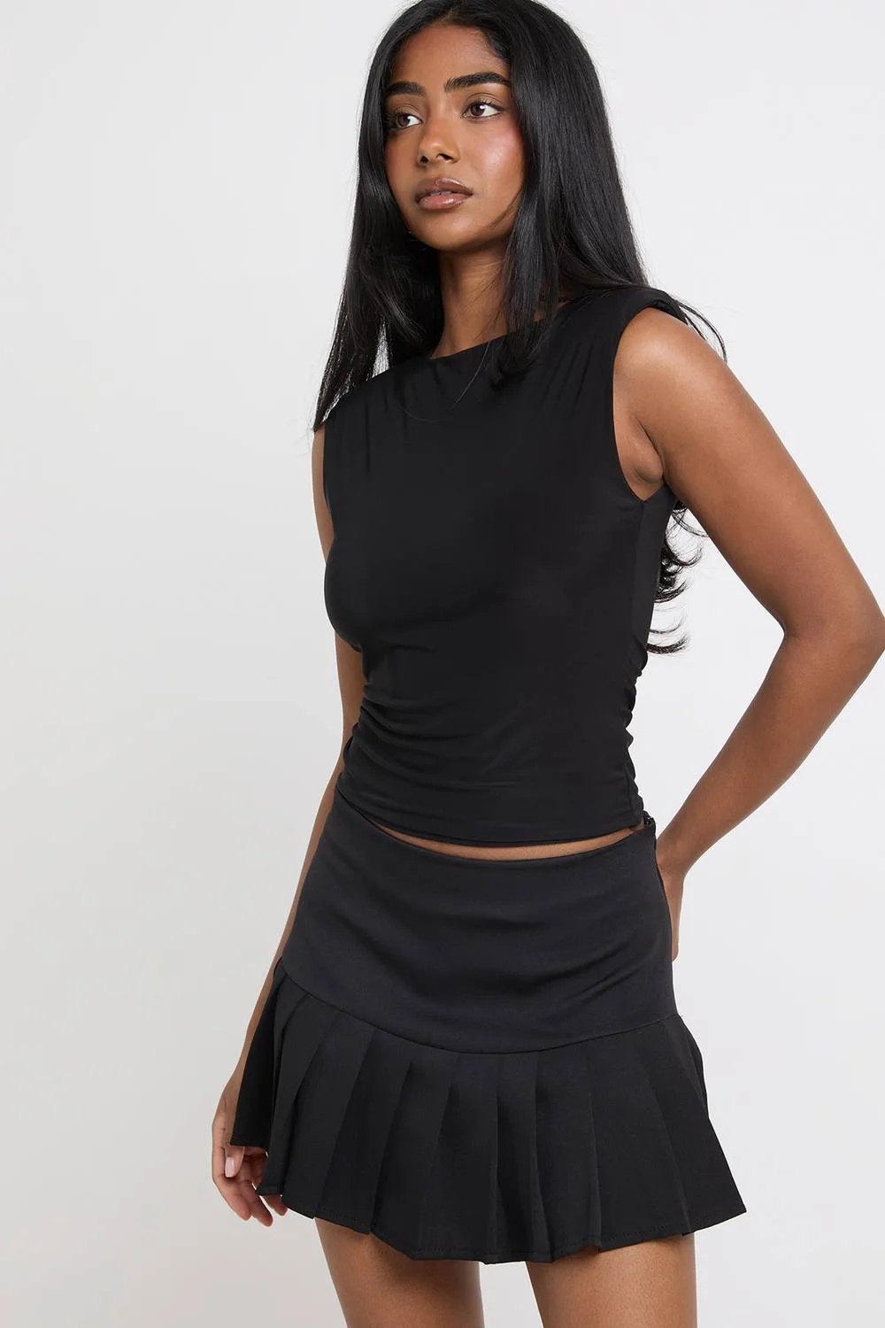 Tailored Pleated Mini Skirt by boohoo