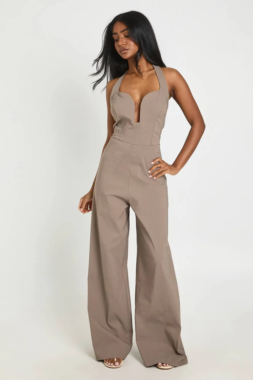 Sweetheart Halterneck Wide Leg Jumpsuit