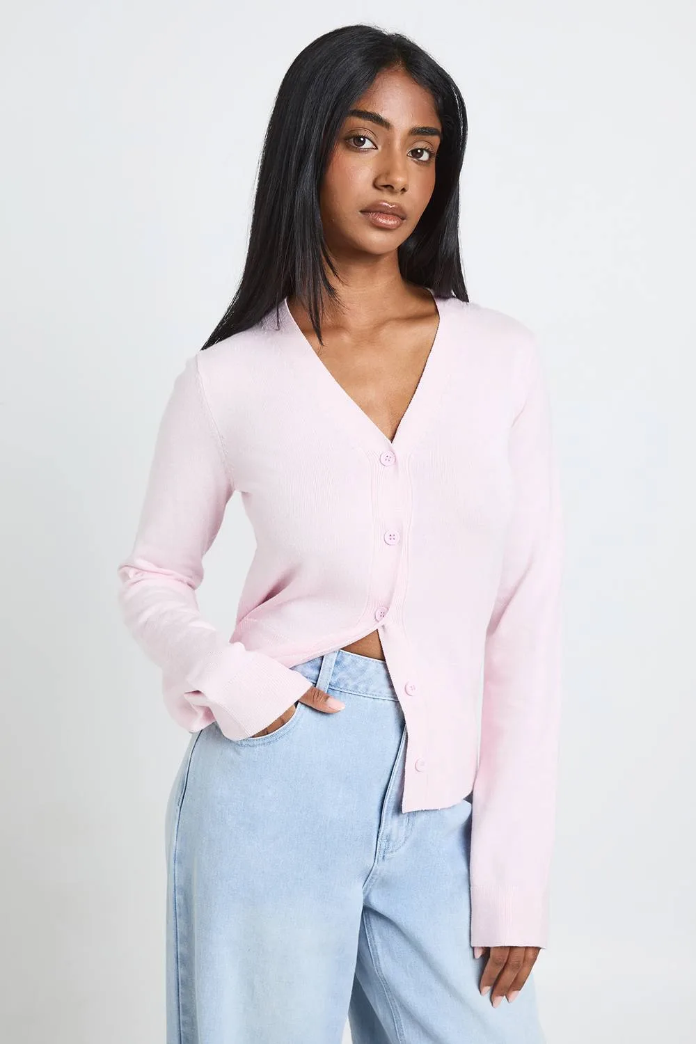 Rib Knit Cinched Hem Cardigan