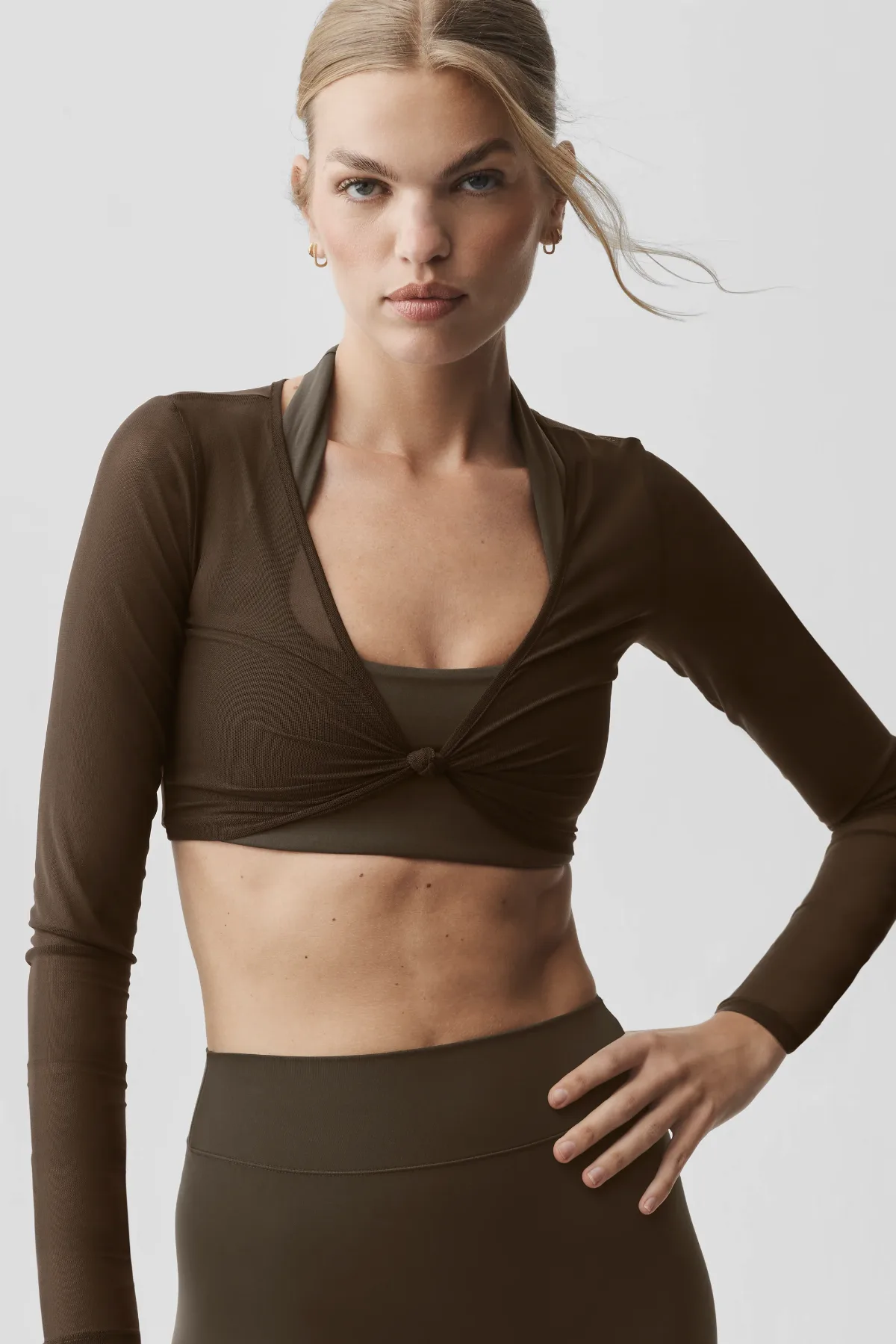 Mesh Knotty Long Sleeve Shorts Short Sleeves Top by ALO