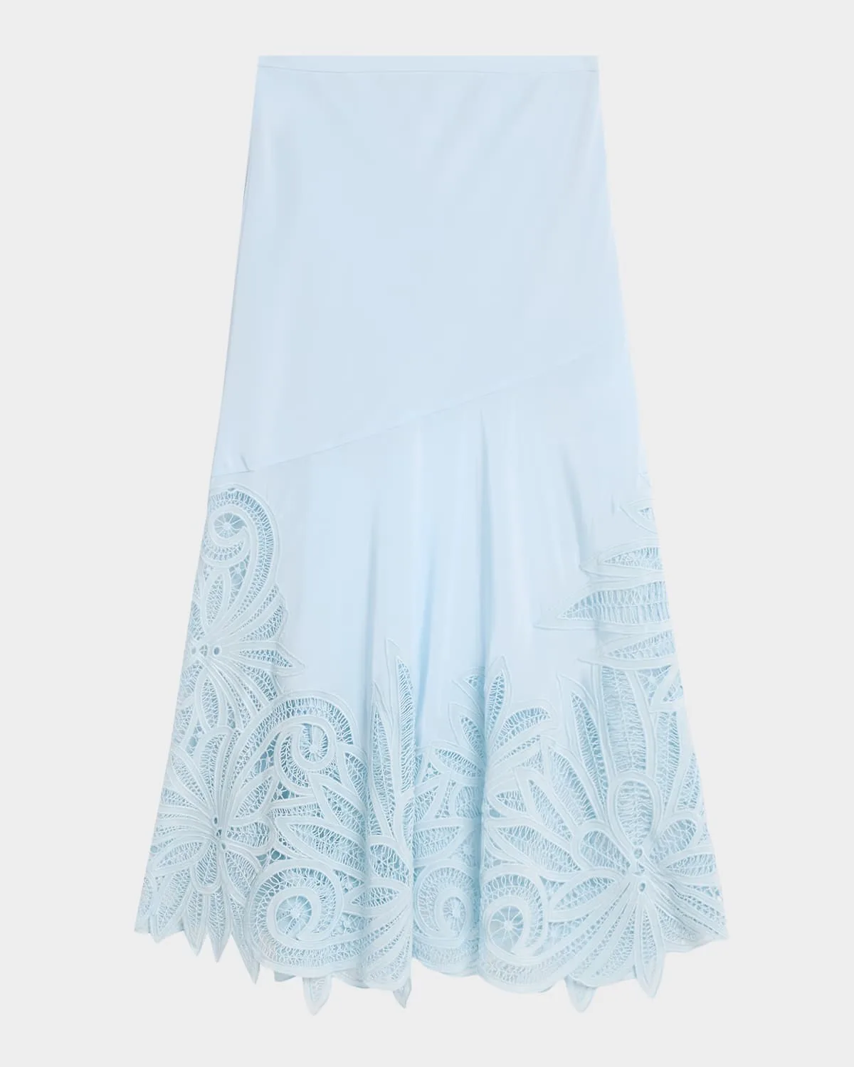 Oona Lace Appliqué Silk Midi Skirt