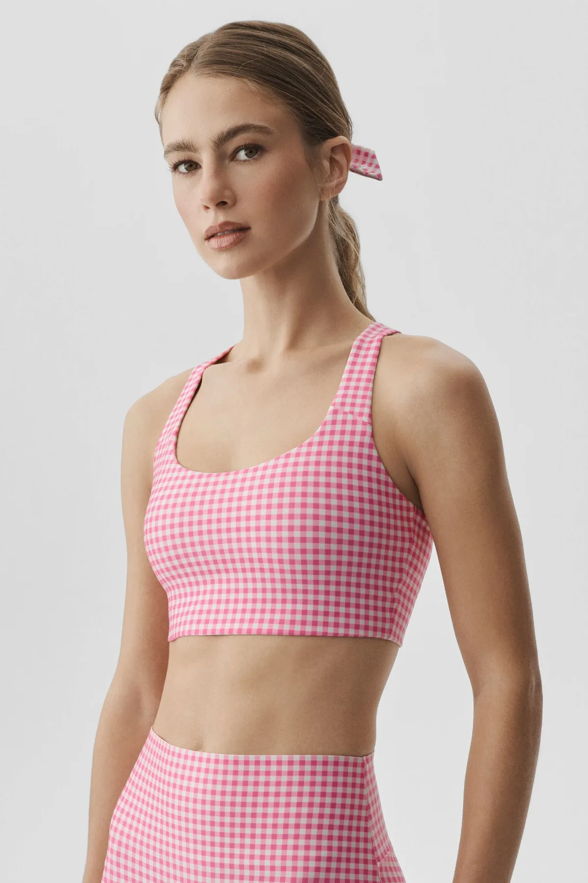 Airlift Gingham Sleek Bra Tank by ALO
