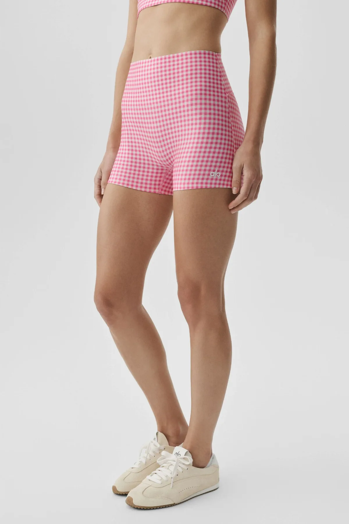 3" Airlift Gingham High-Waist Sleek Short by ALO