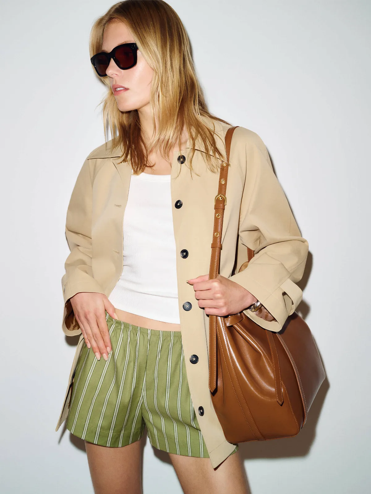 Nora Short Green Bean Stripe by Reformation