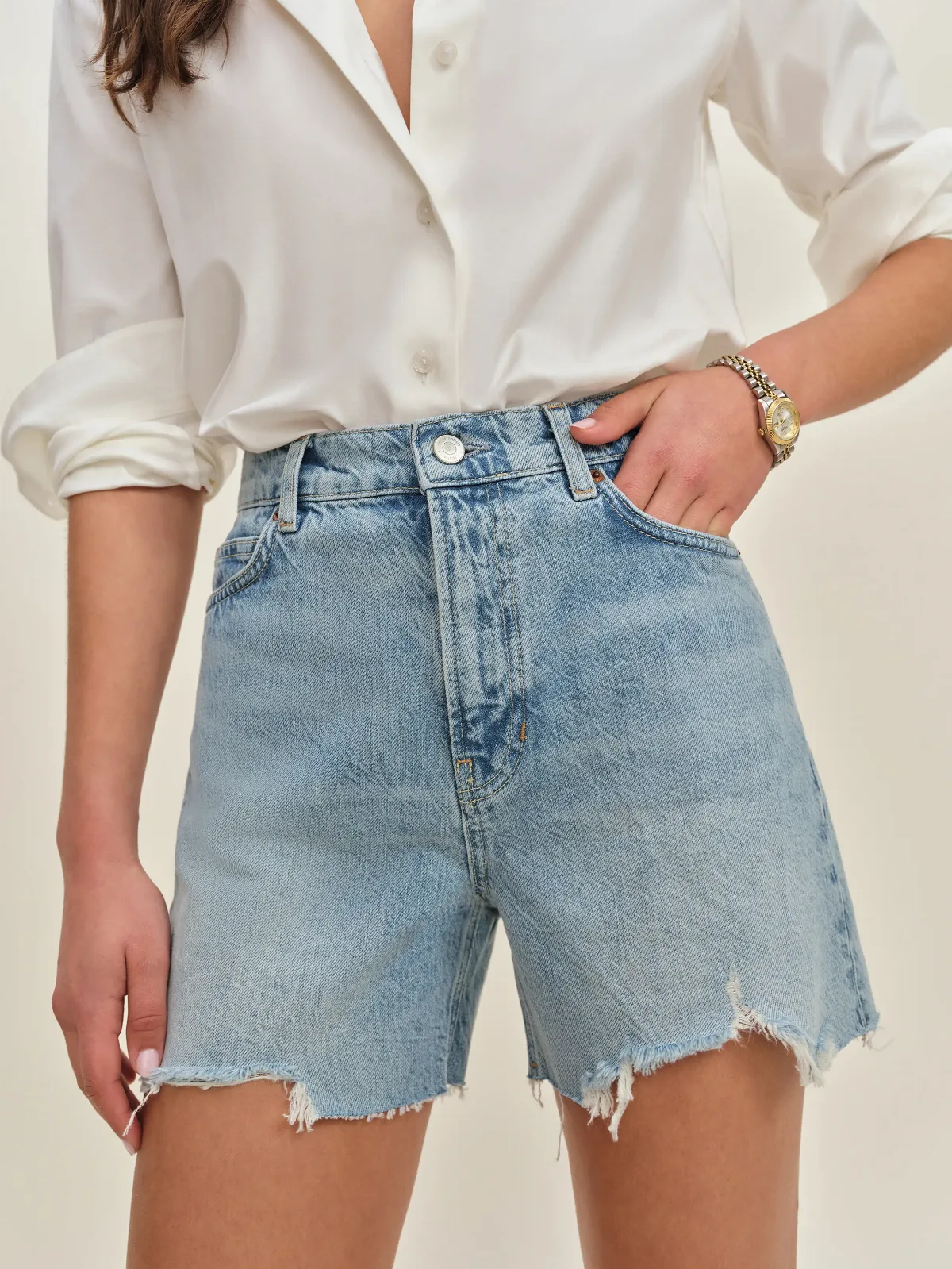 Saige High Rise 4" Jean Shorts by Reformation