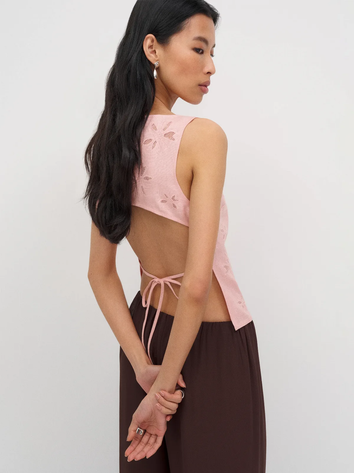 Evelina Linen Top by Reformation