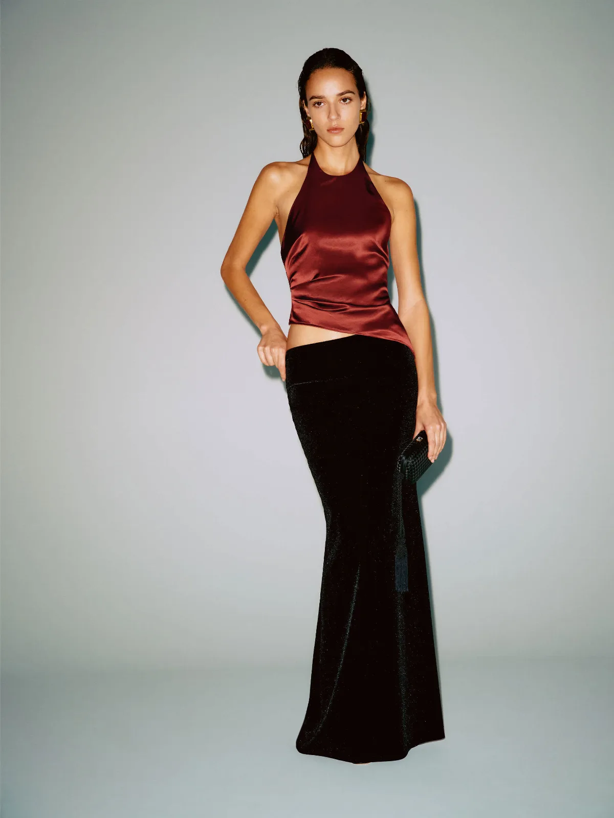 Jayne Knit Skirt Black Velvet by Reformation