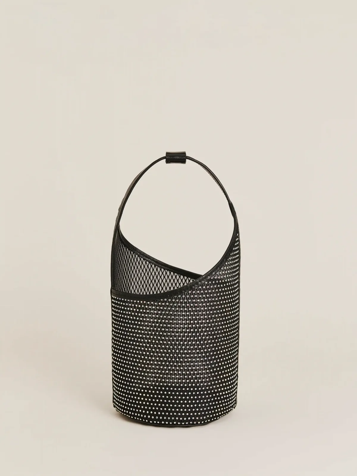 Small Mesh Silvana Bucket Bag Black Sparkle Mesh by Reformation