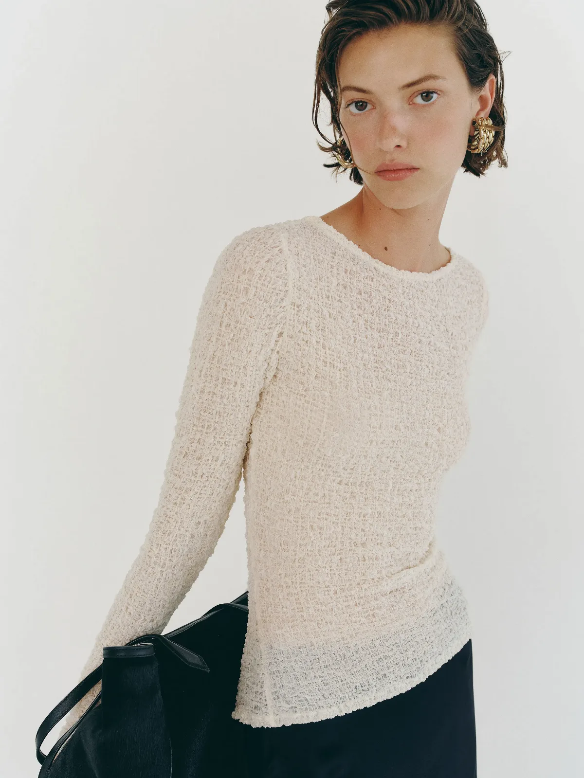 Wiley Knit Top Ivory Crinkle by Reformation