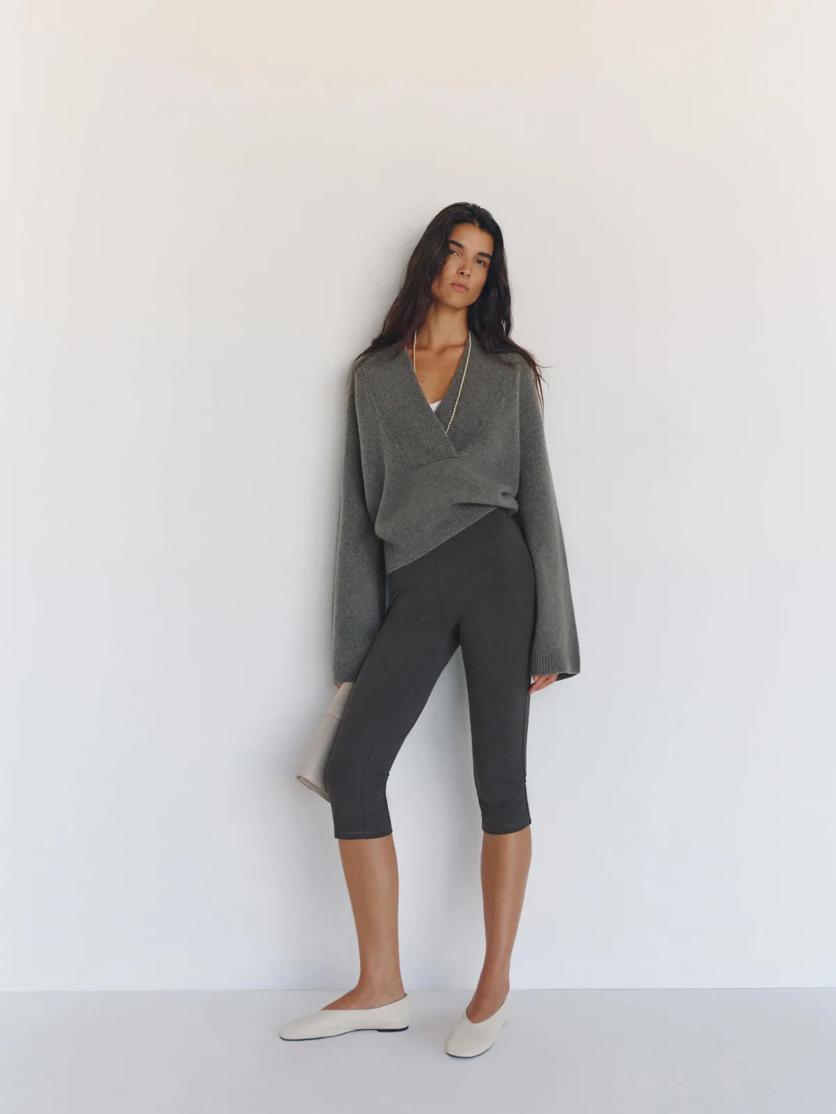 Jill Cropped Knit Pant Heather by Reformation